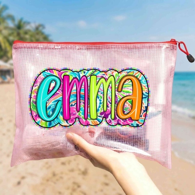 Personalized Fashionable Paisley Letter PVC Beach Bag with Name Daily Use Birthday Gift for Friends Family