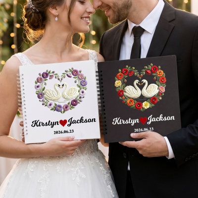 Custom Wedding Birth Flower DIY Photo Guestbook with Ballpoint Pen & Stickers, Romantic Party Keepsake, Love Message Memorial Book, Gift for Newlyweds