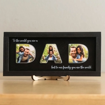 Personalized Dad Letter Cutout Photo Wooden Frame, Sentimental Family Picture Collage Display Frame, Father’s Day/Birthday Gift for Dad/Husband/Him