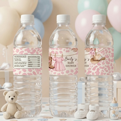 Personalized Name Baby Shower Water Bottle Labels (Set of 20), Gender Reveal Party Drinks Stickers, Gifts for New Parents/New Family