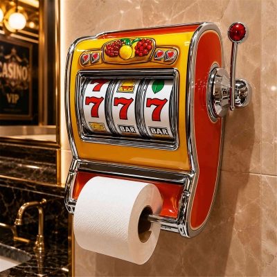 Retro Slot Machine Shaped Limited Edition Toilet Paper Holder, Wall-Mounted Toilet Wall Decor, Restroom Accessory, Housewarming Gift for Friends