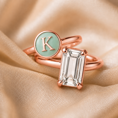 Personalized Stackable Initial & Birthstone Rings, Mix & Match Stacking Jewelry, Birthday/Valentine Gift for Her/Best Friend
