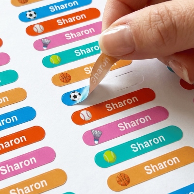 Personalized Cute Ball Sports Name Stickers, Waterproof Self-Adhesive Transparent Labels, Gear Identification Tags, Back to School Gift for Kids