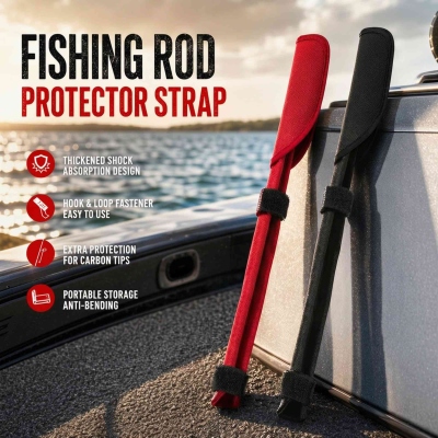 Padded Fishing Rod Tip Protector Strap, Adjustable Hook & Loop Design, Anti-Bend Shockproof, Outdoor Fishing Accessory, Gift for Anglers