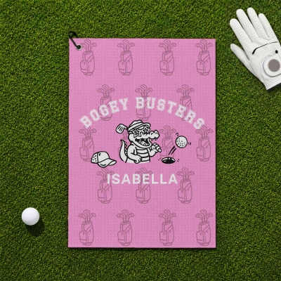Personalized Funny Crocodile Golf Towel with Name, Absorbent Waffle Weave Sports Towel with Hanging Clip, Gift for Golf Lovers/Players/Coaches
