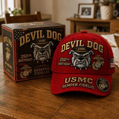 250th Anniversary Embroidered Baseball Cap with Military Traditional Mascot Patterns, Premium Casual Hat, Keepsake Gift for Retired Service Members