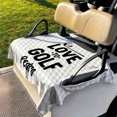 Custom Name Love to Golf Cart Seat Cover, Golf Ball Texture Design Cart Chair Protector, Golf Cart Accessories, Gift for Golf Lovers/Players/Coaches