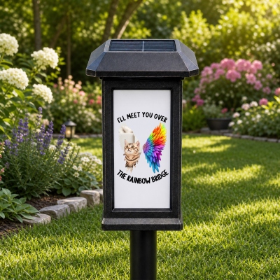 Personalized Name Pet Photo Rainbow Angel Wings Memorial Solar Garden Light, Outdoor Yard Decor, Sympathy/Pet Loss Gift for Pet Parents/Owners