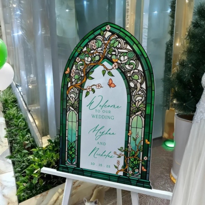 Retro Stained Glass Welcome Sign