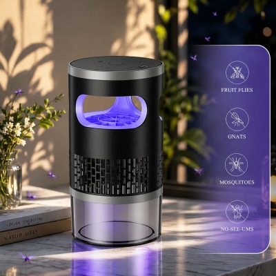 Indoor Insect Trap with UV Light & Suction Fan, Rechargeable Not Zapper Bug Catcher, Housewarming/Birthday Gift for Family