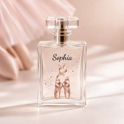 Personalized Name Rose Gold Sparkle Confetti Ballet Slippers 2oz Perfume Bottle, Dance Recital Favor, Birthday/Anniversary Gift for Ballerinas/Women