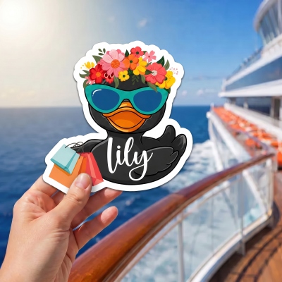 Personalized Cute Cartoon Duck Cruise Door Fridge Magnet with Name, Room Decor, Birthday/Summer/Holiday Gift for Family/Cruise/Travel Lovers