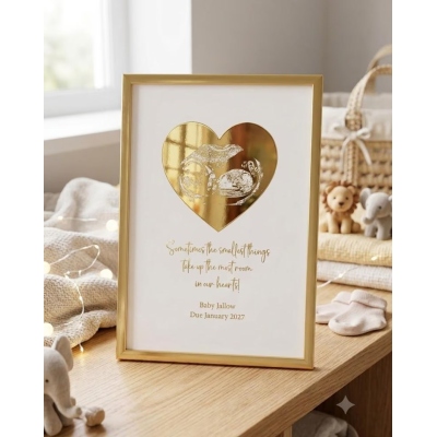 Personalised Foiled Baby Scan Print, Custom Ultrasound Picture, Baby Shower Gift, Mum To Be Present, Baby Keepsake Art, Baby Due Date
