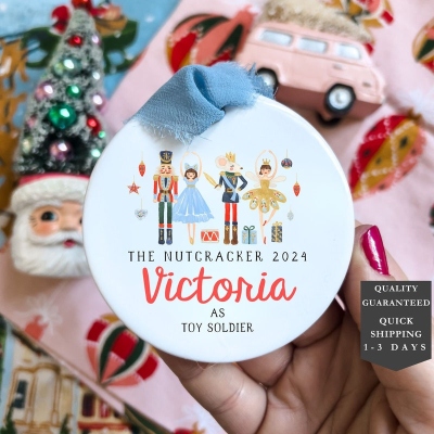 Nutcracker Personalized Christmas Ornament, Ballerina Ornament 2025, Name Ornament, Cute Girl Ornament