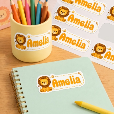 Custom Name Cute Cartoon Animal Stickers, Self-Adhesive Labels for Water Bottle/Stationery/Lunch Box, Birthday/Back to School Gift for Kids/Students