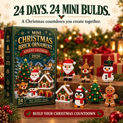 24 Days Christmas Brick Advent Calendar, Buildable Mini Holiday Building Block Ornaments, Hangable Christmas Tree Decor, Family Activity Gift for Kids