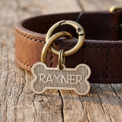 Personalized Bone Pet ID Tag, Custom Engraved Dog Name Tag with Phone Number, Dog Collar Tag, Gift for Dog Mom/Dad
