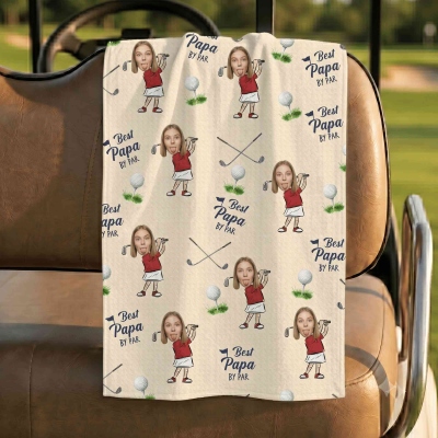 Custom Kid Face Golf Waffle Weave Sweat Towel with Name, Multicolor Absorbent Sports Towel, Birthday/Father's Day Gift for Golf Players/Dad/Husband