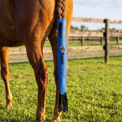 Custom Name Watercolor Horse Portrait Horse Tail Bag, Tail Protector with Fringe, Barn Use Horse Show Accessories, Gift for Horse Owners/Equestrians