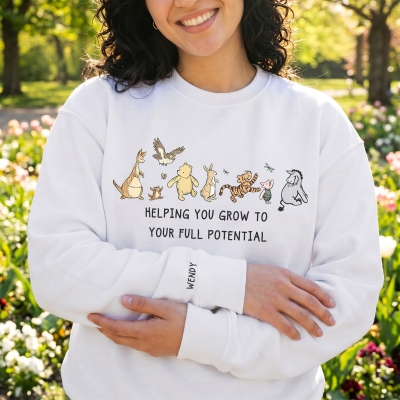 Personalized Name Therapy Comfort Classic Winnie the Pooh T-Shirt/Sweatshirt/Hoodie with Text, Daily Wear Top, Gift for Healthcare Workers/Therapists