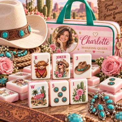 Personalized Western Cowgirl American Mahjong Set, Complete Kit 152/160 Tiles Bag, Christmas/Birthday Gift for Women/Friends