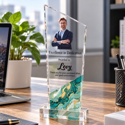 Personalized Name & Photo Employee of the Year Acrylic Award Plaque, Office Decor, Corporate/Recognition/Promotion Gift for Employees/Coworkers