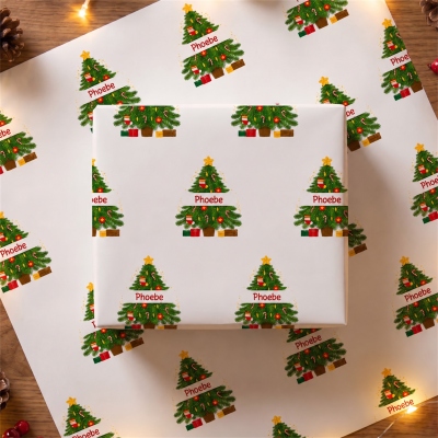 Custom Name Cartoon Christmas Theme Wrapping Papers (Set of 3), A3/A2/Standard Holiday Party Favor Wraps, Christmas Gifts for Kids/Family/Friends