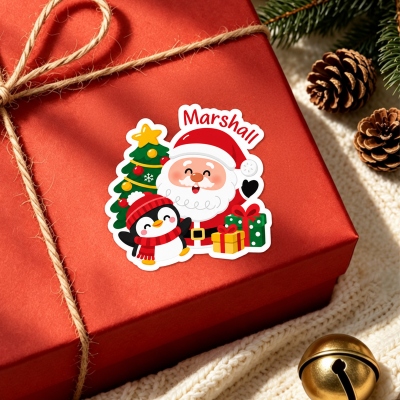 Personalized Name Cartoon Santa Claus/Snowman Christmas Stickers, Holiday Gift Labels, Envelope/Greeting Card Decals, Christmas Gifts for Kids/Family