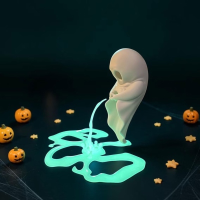 3D Printed Funny Peeing Ghost Figurine, Glow In The Dark Spooky Ghost Tabletop Ornament, Halloween Party Favor, Holiday Gift for Friends/Girls/Boys