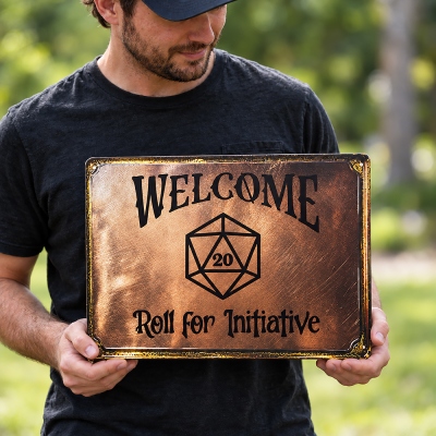 Personalized DND Metal Wall Sign with 5 Design Choices, Custom Text Fantasy Tavern Tin Plaque, Tabletop RPG Game Room Sign Decor, DND Gifts