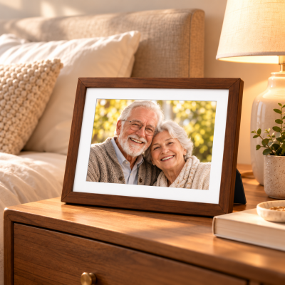 Digital Photo Frame, Auto Rotate Slideshow Family Memory Display, Share Photos Remotely, Touchscreen Picture Frame, Holiday Gift for Family/Friends