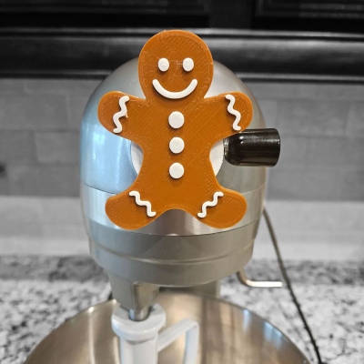 Rotating Gingerbread Man Stand Mixer Attachment, 3D Printed Christmas Kitchen Decor Ornament, Holiday/Housewarming Gift for Bakers/Cooking Lovers