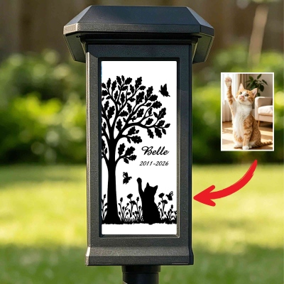 Personalized Pet Silhouette Pet Photo Solar Garden Light with Name and Date, Garden Decor, Memorial/Sympathy Gift for Pet Owners