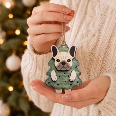Personalized Pet Photo Christmas Ornament, 3D Layered Wooden Tree Holiday Hanging Decoration, Party Favor, Christmas Gift for Pet Lovers/Friends/Kids