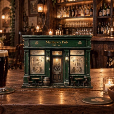 Personalized Vintage Irish Pub Design Layered Wooden Decoration with Pub Name and Text, Home Bar Decor, Birthday Gift for Pub Lovers/Tavern Owners