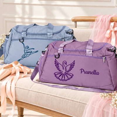 Personalized Name Ballet Themed Duffle Bag, Waterproof Large Capacity Weekender Bag with Shoulder Strap, Birthday Gift for Ballet Lovers/Dancers