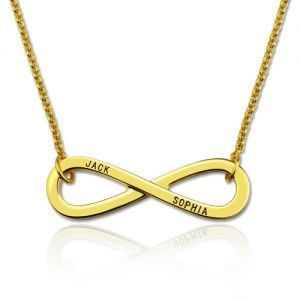 Engraved Infinity Symbol Names Necklace Gold Plated Silver