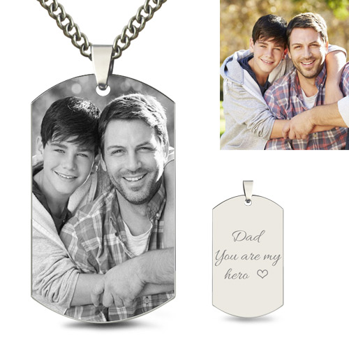 Custom Father & Son Photo Dog Tag Necklace
