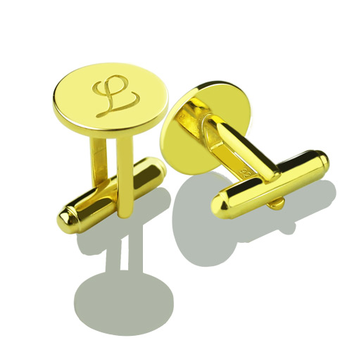 Custom Script Initial Cufflinks for Men 18k Gold Plated