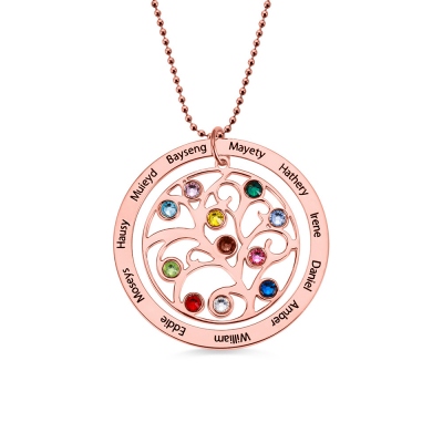 Personalized Family Tree Birthstone Necklace in Gold