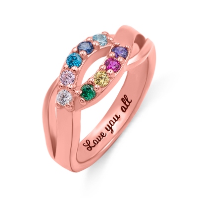 Waves of Love Personalized Birthstone Ring Family Ring