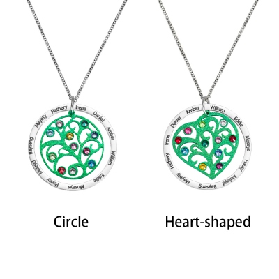 Personalized Family Tree Birthstone Necklace