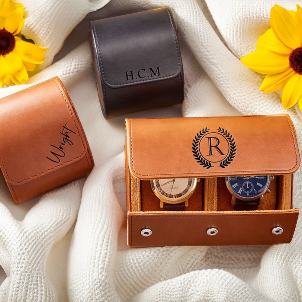 Boîte à montre en cuir personnalisée pour lui