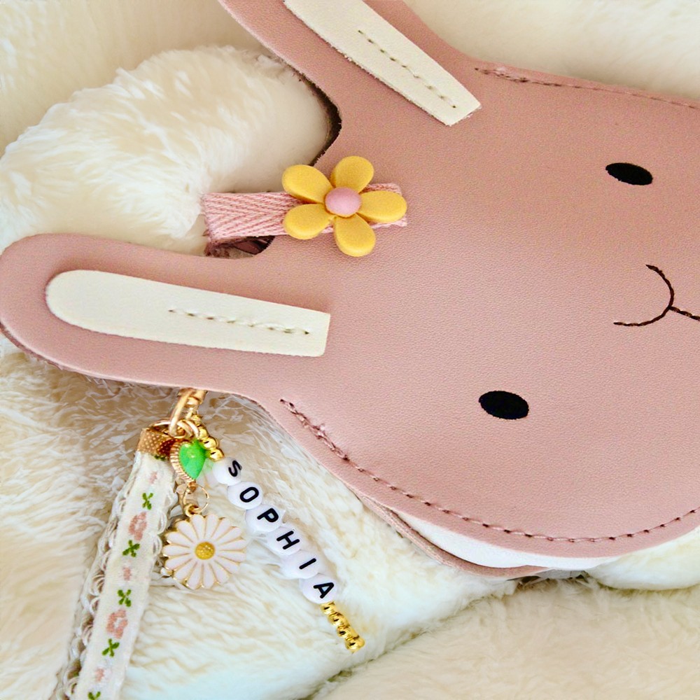 Sac bandoulière lapin prénom personnalisé petite fille