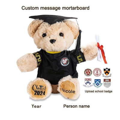 Personalized Graduation Teddy Bear with School Badge