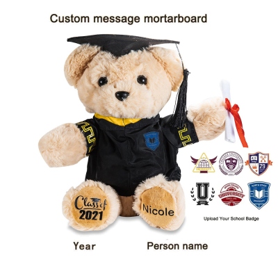 Ours en peluche de fin d'études sur mesure avec insigne d'école