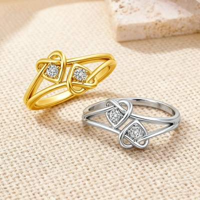 Personalized Double Birthstone Ring in 925 Sterling Silver – Custom Heart Ring, Meaningful Gift for Mom or Couple