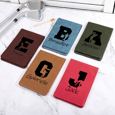 Custom Initial & Name Golf Scorecard Holder, Leather Golf Yardage Book Cover, Golf Accessories, Birthday/Father's Day Gift for Him/Dad/Golf Lovers