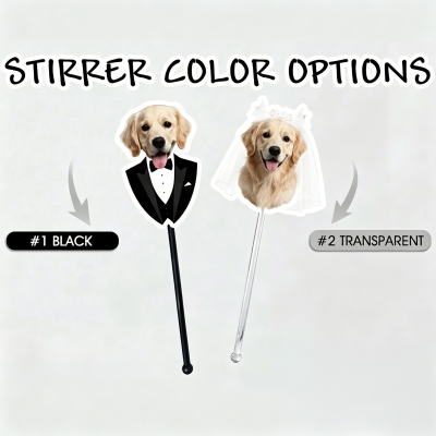 Custom Pet Portrait Wedding Drink Stirrers, Funny Cat/Dog Face Cocktail Stirrers, Bridal Shower/Bachelorette Party Decor, Gifts for Guests/Pet Lovers