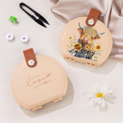 Kit de couture portable personnalisé pour vache des Highlands, outil de travail manuel pour vache des Highlands, boîte de rangement pour cloison de couture, fournitures de voyage à domicile, cadeau pour femme